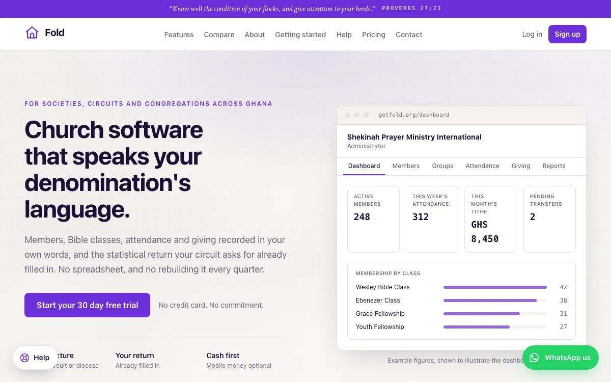 Fold church management app
